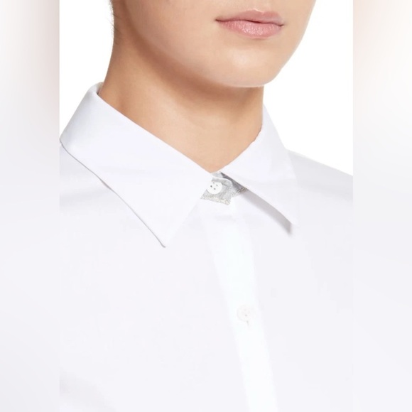 Lafayette 148 “Linley” Stretch Button-Up Shirt – White – Size Small - Picture 1 of 12